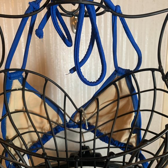 WOMENS - sz 5/6 MALIBU DREAM GIRLS JUNIOR string bikini blue, white belted - Picture 7 of 11